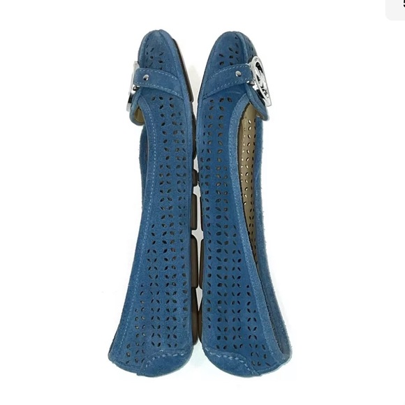 Michael Kors Blue Fulton Perforated Suede Leather Moccasin Flats - Picture 5 of 8